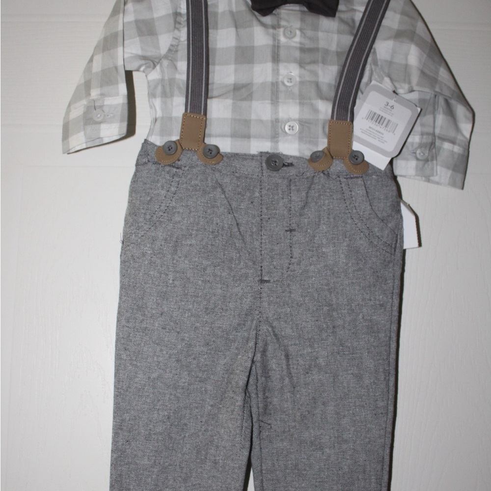 Carter’s Gray and White Kids Suspender Outfit